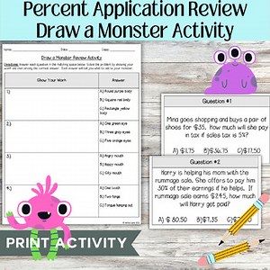Percent Application Review Draw A Monster Activity