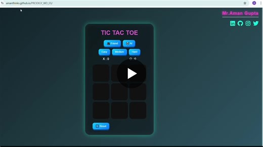 #webdevelopment #internship #prodigyinfotech #javascript #gamedevelopment #frontend | Aman Gupta