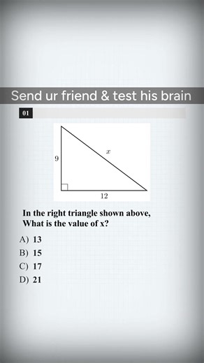 Find x in This Right Triangle! Quick SAT Math Solution #shorts #satexam #satprep