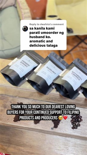 Replying to @dwafsta Love hearing this kind of feedback 🥹☕ When your husband keeps reordering, you know the coffee hits different. Aromatic. Freshly roasted. Delicious hanggang huling higop. At Coffee Grounds PH, we proudly source and roast quality Filipino coffee beans, perfect for home brewing, espresso machines, French press, and drip coffee lovers. From Premium Arabica to Espresso Blend, bawat pouch sealed for freshness and packed with bold flavor. Thank you for supporting local coffee farm