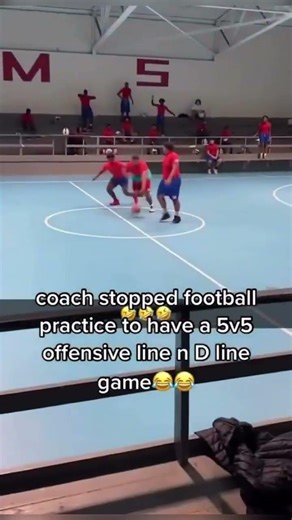 Their coach had an OL vs. DL game and this happened 😂 (via @trent.soofinee/IG)
