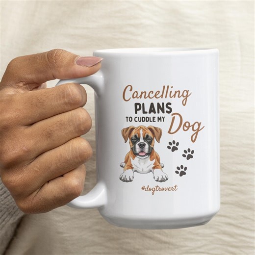 White 15oz Ceramic Mug, Dogtrovert Coffee Mug, Funny Dog Lover Gift, Dog Mom Mug, Introvert Humor Cup - Etsy