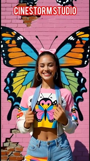 Amazing Butterfly Graffiti Art on Brick Wall 🦋 | Cinematic Street Art Video#shorts#youtubeshorts