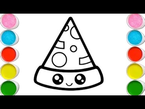 How to draw a cute pizza step by step