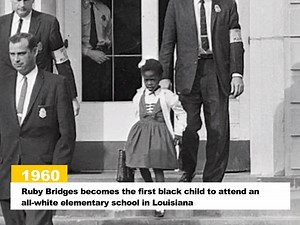16 reactions |  57 years ago, Ruby Bridges becomes the first African-American child to attend a white elementary school. Watch the video for other events: | History Key | Facebook