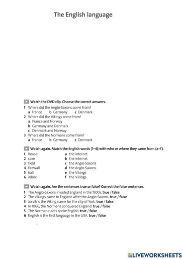 The English Language interactive worksheet
