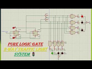 2-way traffic light by using logic gates | No microcontroller | proteus simulation