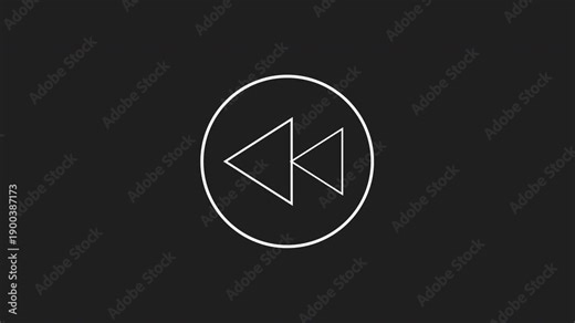 Rewind button in a circular shape in a modern design. Suitable for media player icons, retrothemed designs, nostalgic branding.