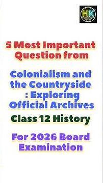 Colonialism and countryside class 12 History Chapter 9 Most Important Questions #humanitieskaksha