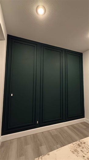 Sometimes color changes everything. For this project we created two accent walls and used @BEHR® Paint – Dark Everglade. This shade is a deep, rich green that instantly adds depth, elegance, and a premium feel to the space. The right color doesn’t just paint a wall — it transforms the entire atmosphere of the room. Dark Everglade is one of those colors that feels luxurious, calm, and bold at the same time. A perfect choice when you want your interior to look modern, stylish, and expensive. Accen