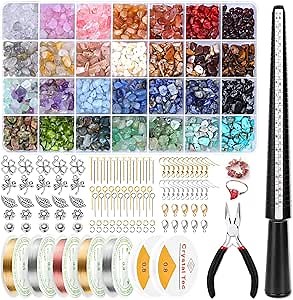 selizo Ring Making Kit with Crystal Beads, 28 Colors Crystal Jewelry Making Kit with Crystals, Jewelry Wire, Pliers and Earring Making Supplies for Jewelry Making
