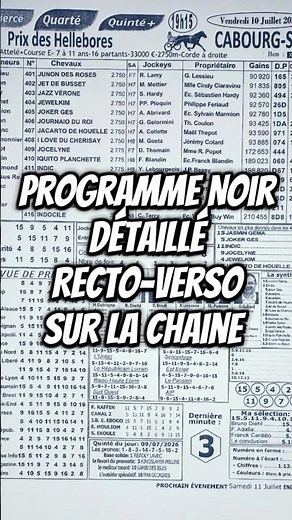 Programme quinte noir Quinté Quarté Tiercé du jour 10 Juillet 2026 Cabourg #quinté #pmu