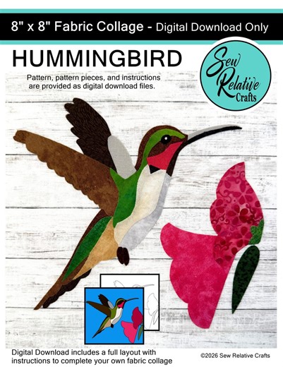 HUMMINGBIRD Fabric Collage PDF Pattern - Etsy UK