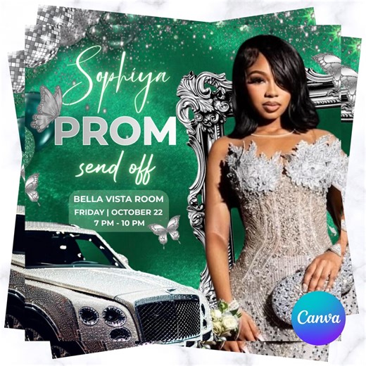 Prom Send off Flyer, Prom Invitation Flyer, Editable Prom Party Flyer, Canva Editable Event Flyer, Prom Night Invitation Template - Etsy