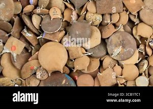 old brown capacitors. scrap with visible details Stock Video Footage - Alamy