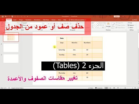 شرح برنامج بوربوينت - طريقة ادراج الجدول والتعديل عليه الجزء 2 - Draw Tables