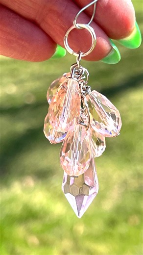 Pink Crystal Glass Waterfall Suncatcher Ornament Rear View Mirror Doodaba - Etsy