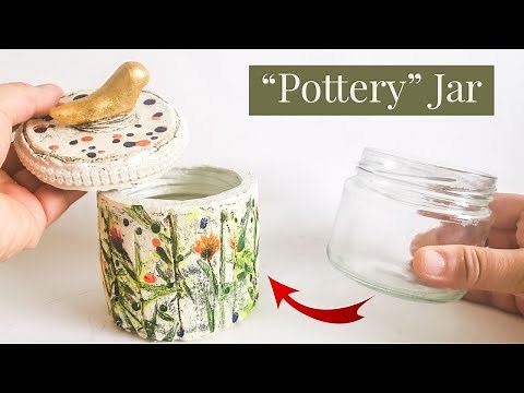 Decorative "Poterry" Jar DIY Craft Idea - Air Dry Clay Tutorial