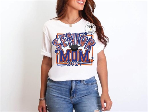 Senior Mom 2027 PNG Image, Orange Blue Leopard Design, Sublimation Designs Downloads - Etsy