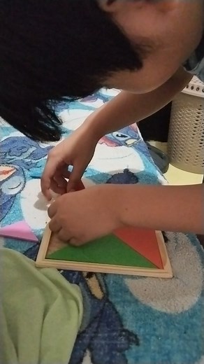 This is what intentional play looks like! Tangrams helps build visuospatial skills and critical thinking. Seeing that intense concentration and the moment the final piece clicks is the best reward. Puzzles are powerful! #AutismSupport #CognitiveSkills #TangramPuzzle #ProudParent | Yuan’s Ausome Journey | Facebook