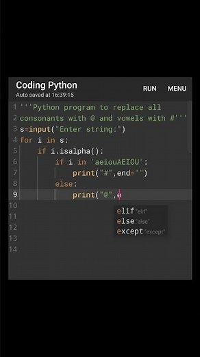 Python program to replace consonants with @ & vowels with # #ytshorts #python