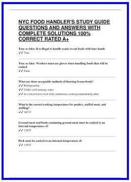 NYC FOOD HANDLERS STUDY GUIDE QUESTIONS AND ANSWERS WITH COMPLETE SOLUTIONS 100 CORRECT RATED A 636x