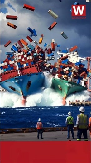 Two Mega Ships Crash | Containers Fall Everywhere! 💥 #shipcrash #DairyofCaptain