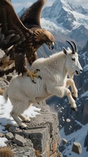 Golden Eagle Throws Mountain Goat Off a Cliff 😱 #nature #wildlife #shorts