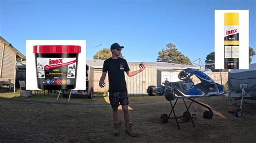 Inox MX8 grease and Inox MX11 in action This is why we use Inox MX8 grease and Inox MX11 chain and brake cleaner in our go karts @INOX Australia 🇦🇺