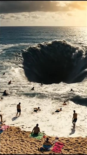 Whirlpool Chaos – Beach Devoured by the Ocean's Fury