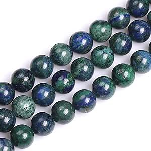 GEM-Inside Lapis Lazuli Gemstone Loose Beads 14mm Round Dying Dyed Malachite Crystal Energy Stone Power Beads for Jewelry Making 15"