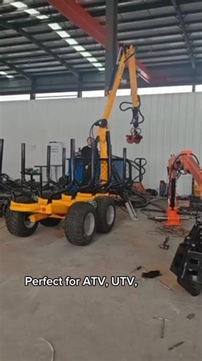 4WD light ATV Logging trailer #forestryequipment #grapple #crane #atv #tractor