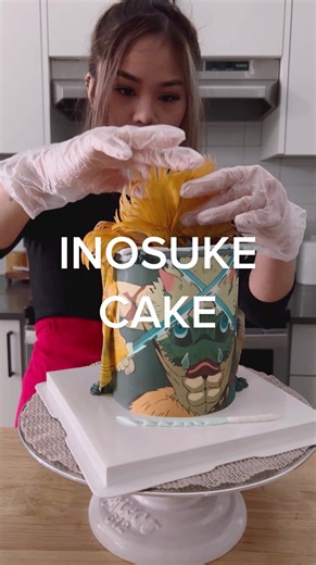 Made a Inosuke cake!🐗⚔️ #demonslayer #demonslayercake #toronto #inosuke #baking #cakedecorating