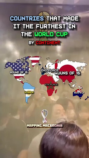 Countries that made into the world cup the furthest by continent #sashapetrovski #flop #🇲🇰 #macedonia #❤ #map #mapping #fypシ #fypシ゚viral #europe #f