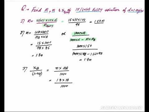 Numerical To find molarity, molality & mole fraction via short formula