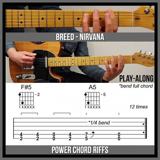 Breed (TAB) - Nirvana - Power Chord Guitar Riffs
