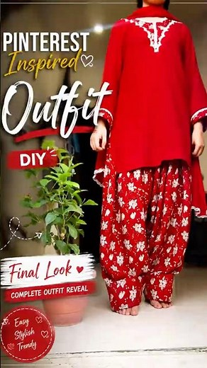 Pinterest Inspired Outfit ✨ Final Look | DIY Kurti Set Transformation ❤️