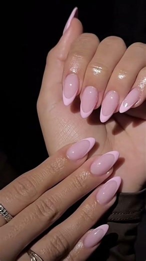 Chic pink micro-French tips 🎀 Soft, elegant, and timeless. #frenchtips #pinknails #classynails