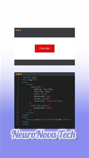 🟥 Red to Blue Button on Click using HTML, CSS & JS | Color Toggle 🔁 #jsbutton #colorchange #shorts