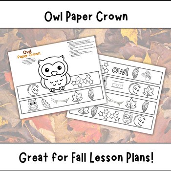 Owl Craft Fall Activity | Owl Paper Crown | Color Cut and Pace for Preschool