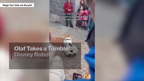 Olaf takes a tumble: Disney robot malfunctions on debut