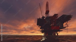 Offshore Oil rig in a 3D animation