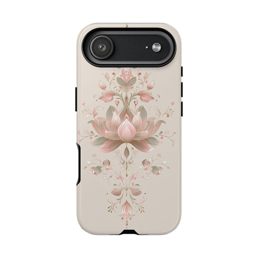 Pastel Lotus Floral Pattern Phone Case Botanical Coquette | Tough Phone Case| iPhone 17- XS MAX, Samsung Galaxy S25- S20 Ultra - Etsy