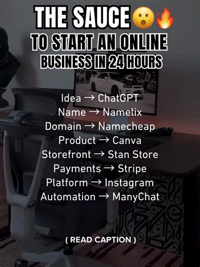 Skip the guesswork: here’s the 24-hour business setup blueprint. Let’s be real, most people spend MONTHS stuck in the planning stage: ❌ Overthinking what to seII ❌ Getting lost in branding ❌ Googling “how to start a business” until midnight The truth? You don’t need to overcomplicate this. You just need the right tools👇 You only need: - A phone - An internet Connection - Effort 💡 Idea = ChatGPT → No more blank screen. Plug in your niche or interest, and let AI generate profitable ideas instant