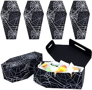 FRIDAY NIGHT Halloween Candy Coffin Paper Box 16 Pcs Halloween Coffin Treat Boxes for Trick or Treat Halloween Event Party Favor Classroom Supply (Black)