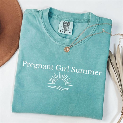 Comfort Colors® Pregnant Girl Summer Shirt, Beach Pregnancy Announcement T-shirt, Pregnancy Reveal Tee, Baby Shower Gift, Mom Shirt - Etsy