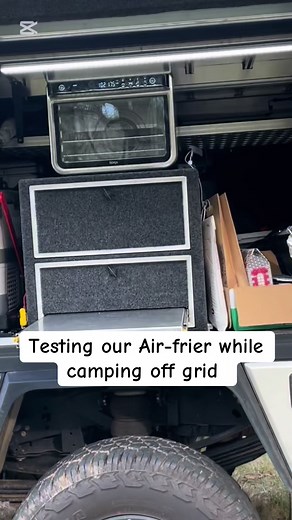 We’re definitely Livin Like Kings with this new addition to our off grid set up. #travellingaustralia #caravanlifeaustralia #offgridcamping #ninjaairfryer