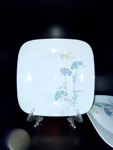 Corelle Square Paper Shadows Set of 4 Dinner Plates, 10.5”, Modern Design, Floral Silhouettes of Branches, Vitrelle Glass, 2010-2013, USA. - Etsy
