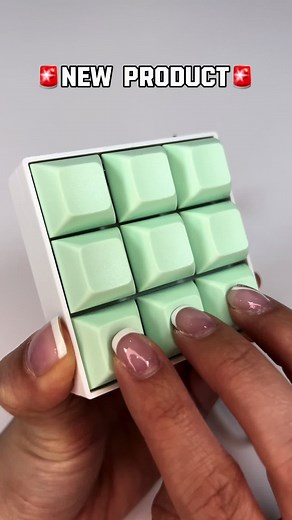 Launching my 9 key mechanical keyboard fidget keychain! This video features the mint green variation with thocky/silent switches. Just like all my other products, I design and 3D print the bases myself. I hand assmeble these fidgets using high quality switches and keycaps to feel like a mechanical keyboard. On my TikTok shop now ☺️! #fidget #3dprinting #3dprinter #keyboardfidget #keyboardasmr #thockykeyboard #clickingasmr