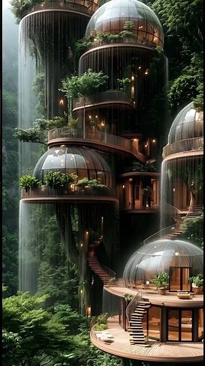 Futuristic Treehouse With Amazing Floating Glass Homes in the Forest and Incredible Wood Design